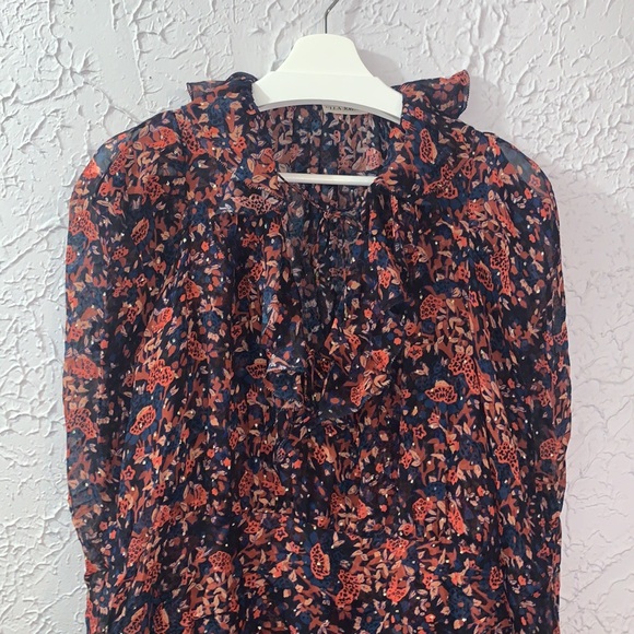 Ulla Johnson Cecily Cosmos Mini Dress Silk Blend Long Puff Sleeve Ruffle Floral - Picture 9 of 16